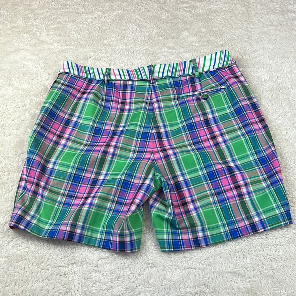 Lady Hagen pink and green plaid‎ golf shorts, size 10 - Picture 2 of 9